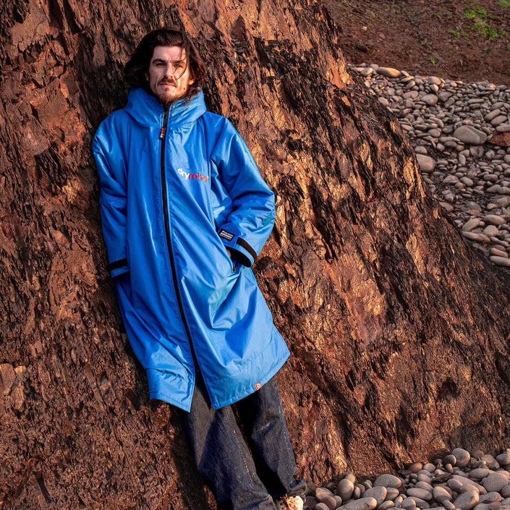dryrobe Advance Long Sleeve Changing Robe - Cobalt Blue / Black Extra Image 7